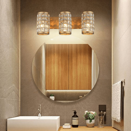 3-Light Modern Bathroom Crystal Wall Light