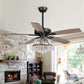 Parrot Uncle 52" Walnut Modern Downrod Mount Reversible Crystal Ceiling Fan with Lighting and Remote Control