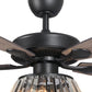 Parrot Uncle 52" Walnut Modern Downrod Mount Reversible Crystal Ceiling Fan with Lighting and Remote Control
