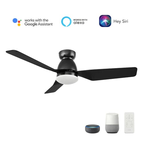 Carro USA Kensee 44 inch 3-Blade Flush Mount Smart Ceiling Fan with LED Light Kit & Remote