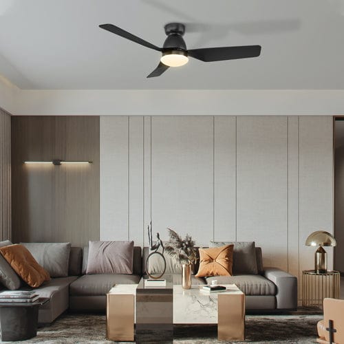 Carro USA Kensee 44 inch 3-Blade Flush Mount Smart Ceiling Fan with LED Light Kit & Remote