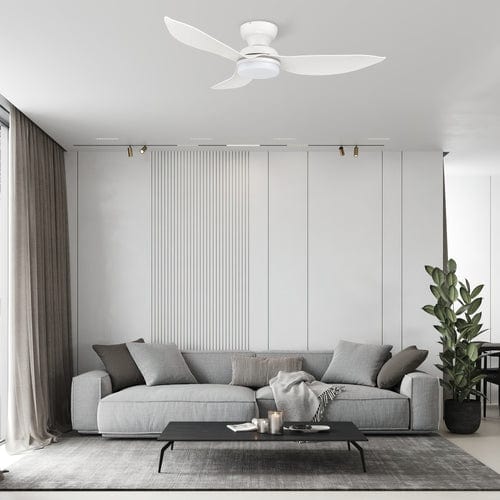 Carro USA Upton 45 inch 3-Blade Flush Mount Smart Ceiling Fan with LED Light Kit & Remote