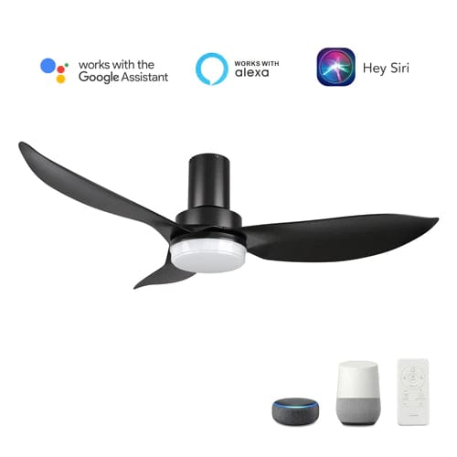 Carro USA Ryna 45 inch 3-Blade Flush Mount Smart Ceiling Fan with LED Light Kit & Remote