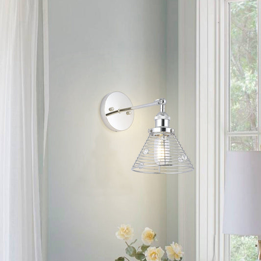1-Light Modern Silver Wall Scone Light