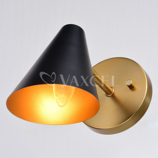 Pryce 4.75-in. Wall Light Matte Black and Satin Brass