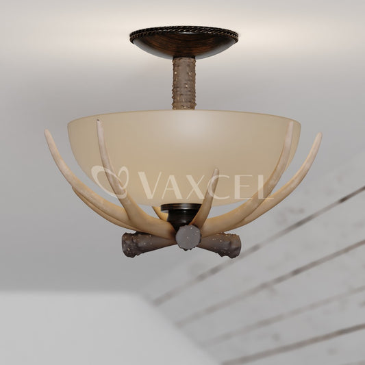 Yoho 12-in Antler Semi Flush Ceiling Light Black Walnut