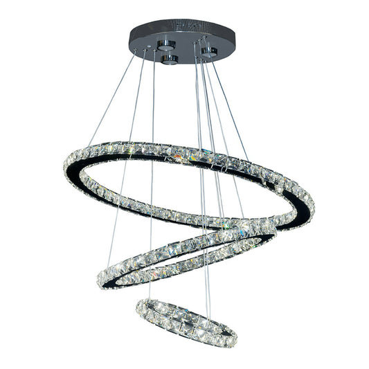 Zeev Lighting LED 28" Modern 3-Tier Ring Crystal Chandelier