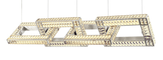 Zeev Lighting 8-Light 67" Rectangular Chain Linked Linear Polished Nickel Chandelier