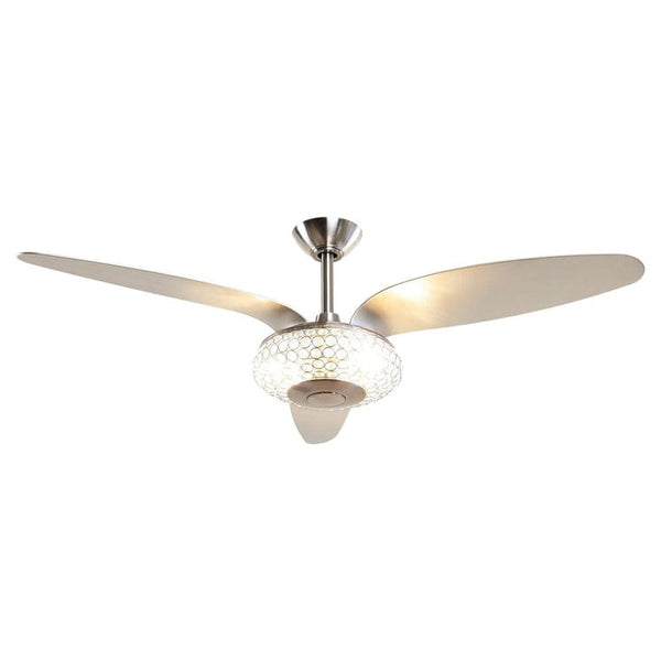 Parrot Uncle 52 Brevoort Modern Brushed Nickel Downrod Mount Crystal Reversible Ceiling Fan with Lighting and Remote Control
