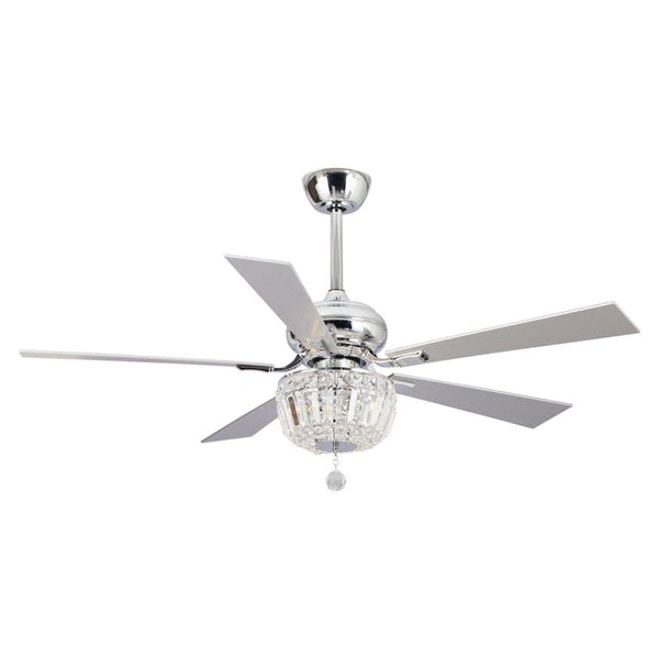 Parrot Uncle 52 Ganga Modern Downrod Mount Reversible Crystal Ceiling Fan with Lighting and Remote Control