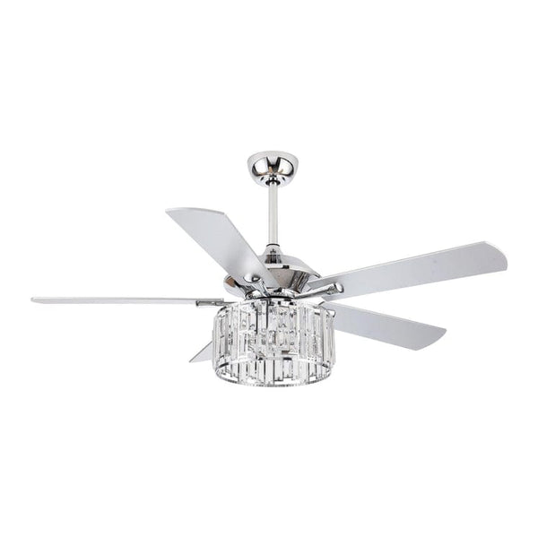 Parrot Uncle 52 Shellie Modern Chrome Downrod Mount Reversible Ceiling Fan with Lighting and Remote Control