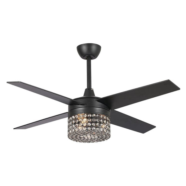Parrot Uncle 48 Pune Modern Downrod Mount Reversible Crystal Ceiling Fan with Lighting and Remote Control