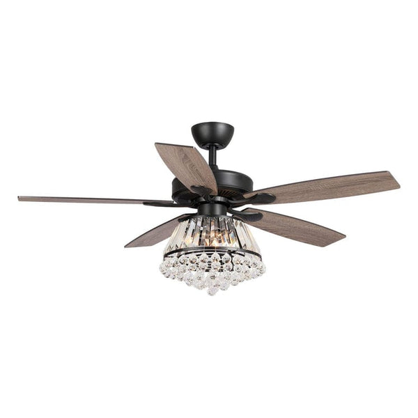 Parrot Uncle 52 Walnut Modern Downrod Mount Reversible Crystal Ceiling Fan with Lighting and Remote Control