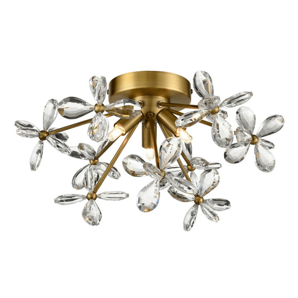 Zeev Lighting 3-Light Floral Crystal Pedal Sputnik Flush Mount