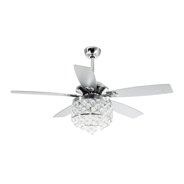 Parrot Uncle 52 Berkshire Modern Downrod Mount Reversible Crystal Ceiling Fan with Lighting and Remote Control