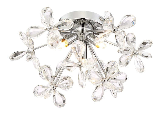 Zeev Lighting 3-Light Floral Crystal Pedal Sputnik Flush Mount
